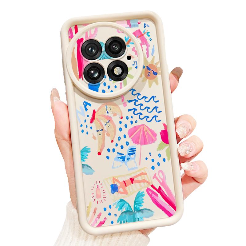 For OnePlus 13 Case Cartoon Vacation Painting Shockproof Bumper Silicone Cover For OnePlus 15 Nord 5 13R 13T 12R 12 11R 5G