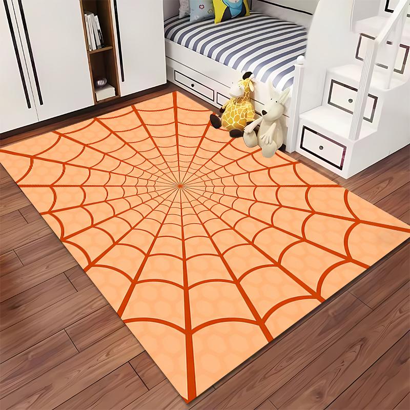 Spider Web Pattern Orange Modern Living Room Carpet Rug Decor Suitable for use as an anti-slip for living room bedroom sofas