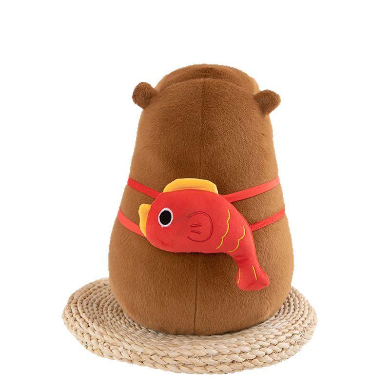 Good Luck Koi Kapibara Doll Holding Fish Backpack Capybara Plush Toy Doll Girlfriend Gift