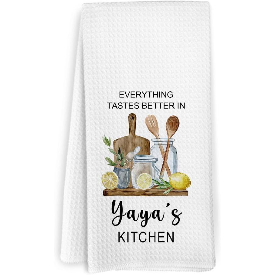 Nonna Gifts Kitchen Towels, Gifts for Nonni Grandma from Grandkids, Everything Tastes Better in Nonna's Kitchen Decorative Hand Tea Towels for