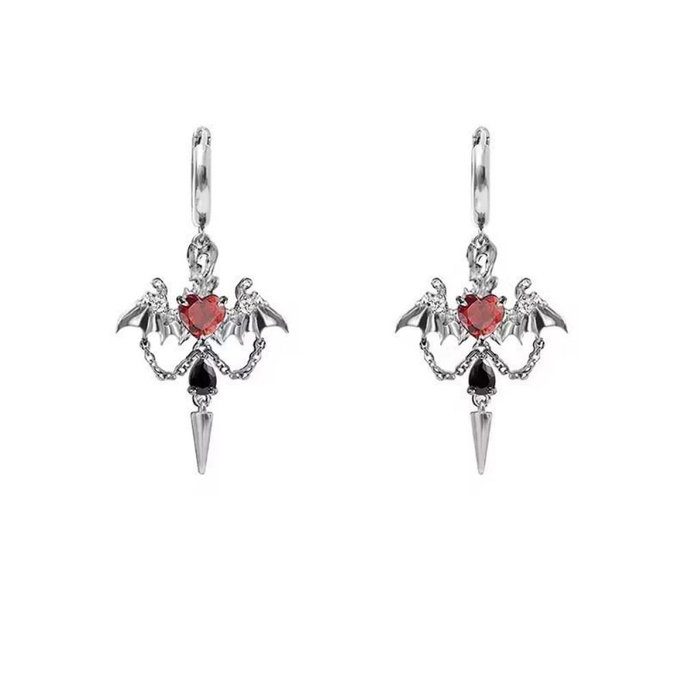 New Wing Chain Love Zircon Rivet Tassel Earrings Couple s Unique Fashion Earrings Jewelry Gift серебряный