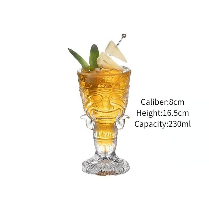 Tiki Glass Cups Tiki Mugs Cocktail Glasses Cup Creative Hawaiian Cocktail Cups Funny Cup Beer Beverage Glass Bar Accessories
