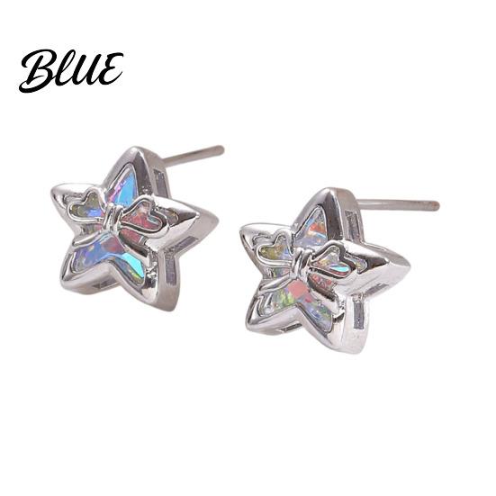 Exquisite Texture Jewelry Earrings Necklace Star Shape Ear Studs