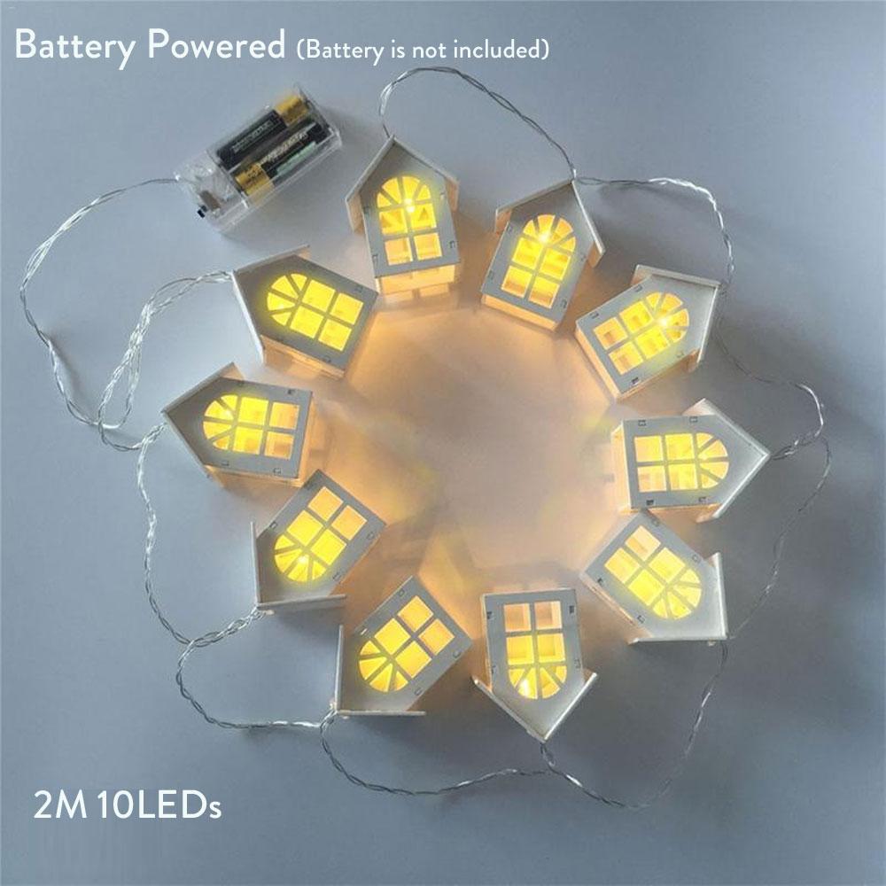 2M Wood House LED String Light Fairy Garland USB/Battery Operated Festoon for Xmas Wedding Party Bedroom Table Decoration Lamps