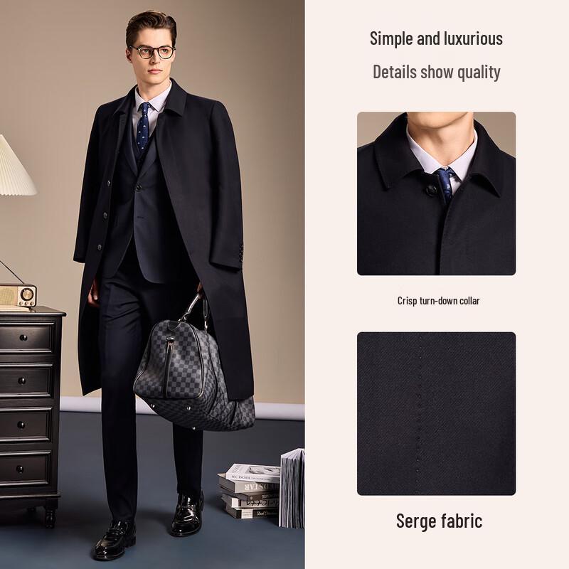 Antonio Men's Gabardine Worsted Business Trench Coat