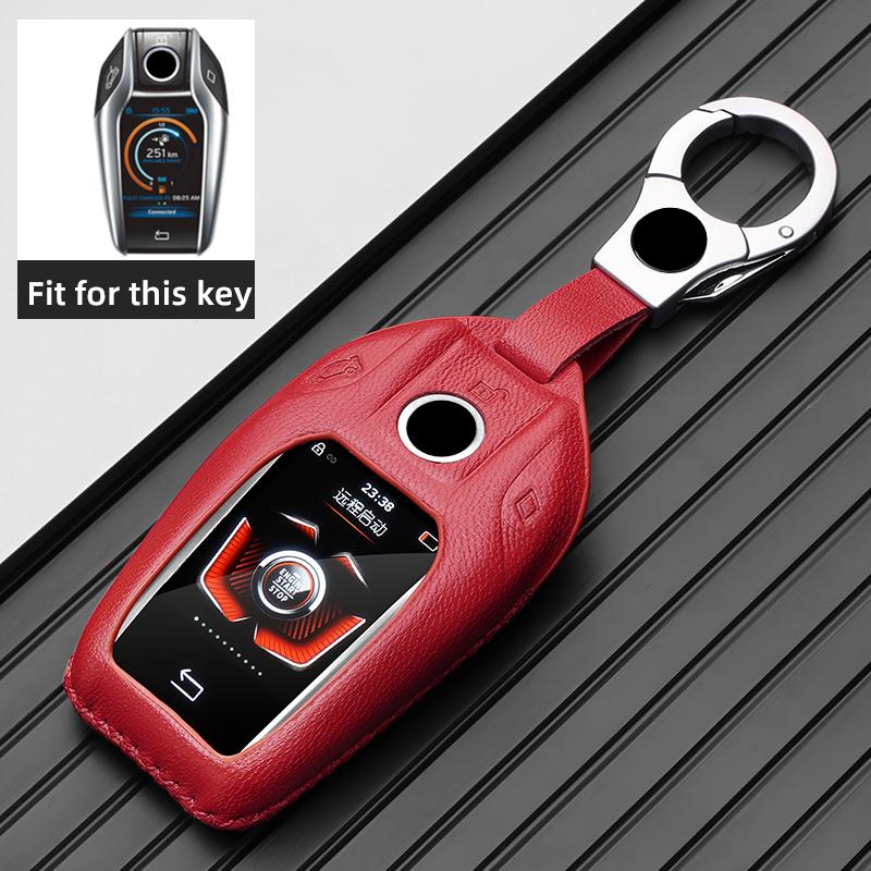 Leather Car Key Case LCD Smart Remote Cover LED Display Shell Fob for BMW G11 G12 G30 G31 G01 G02 5 7 Series X5 X7 M5 M8 M760Li