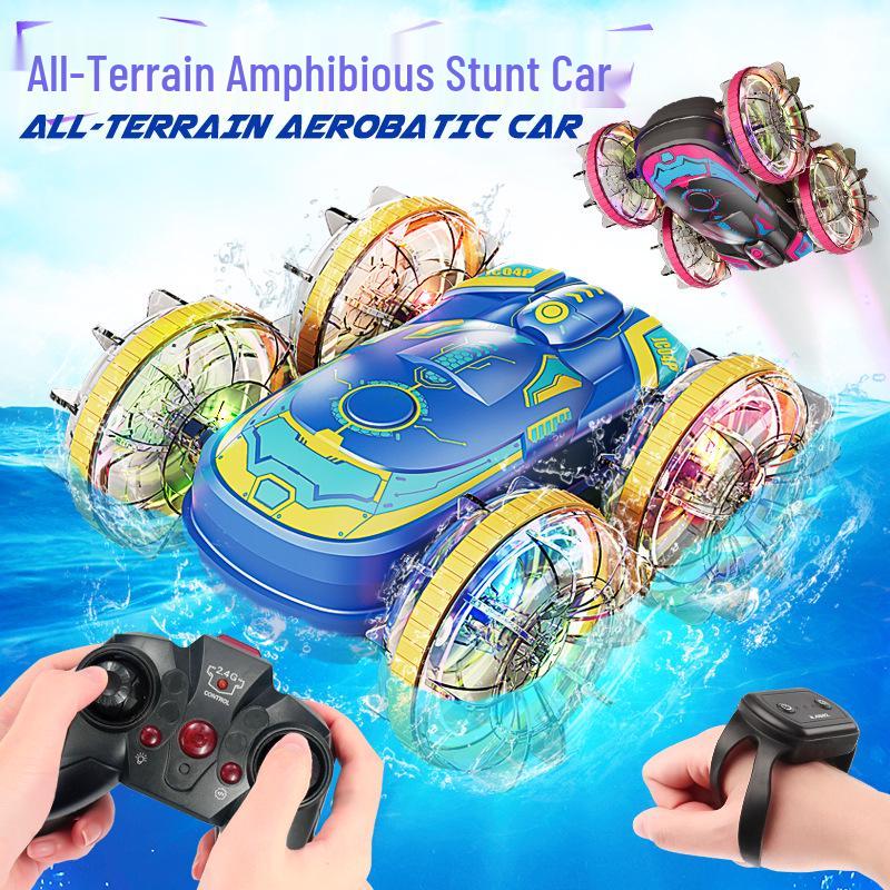 Amphibious 4WD Gesture-Control Stunt Car: Double-Sided Off-Road Tumbling Remote Control Toy for Kids