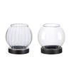 1PC Tealight Candle Holder Wedding Transparent Retro Glass Burn-Proof Wooden Base for Tabletop Decor