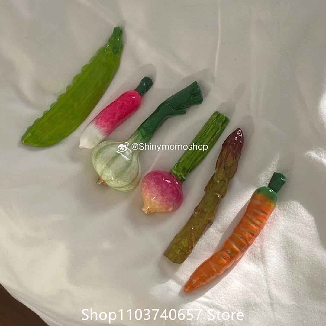 

Vegetable Series 6pcs French Chopstick Cutlery Holder Resin Knife Fork Spoon Coaster Holder Mushroom Umbrella Vintage Ornament