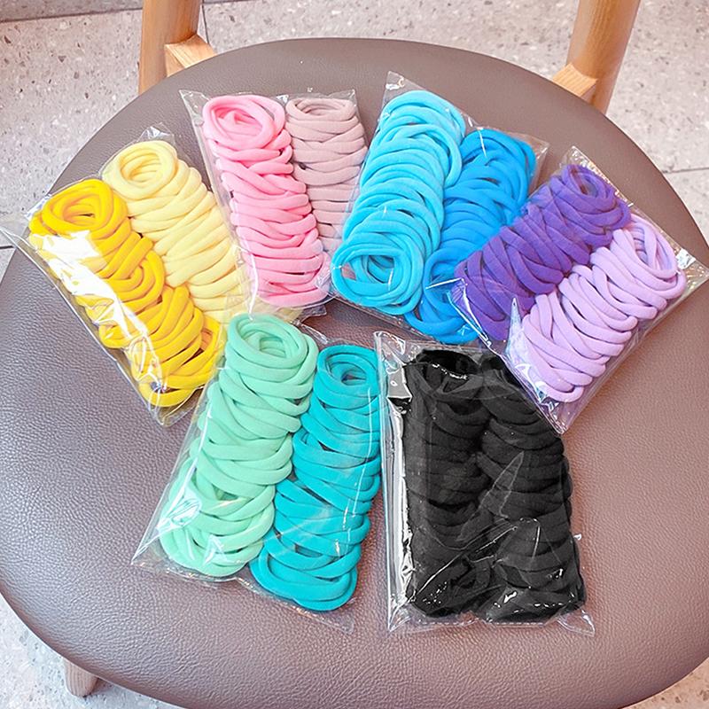 50Pcs Girls Elastic Hair Accessories For Kids Black White Rubber Band Ponytail Holder Gum For Hair Ties Scrunchies Hairband