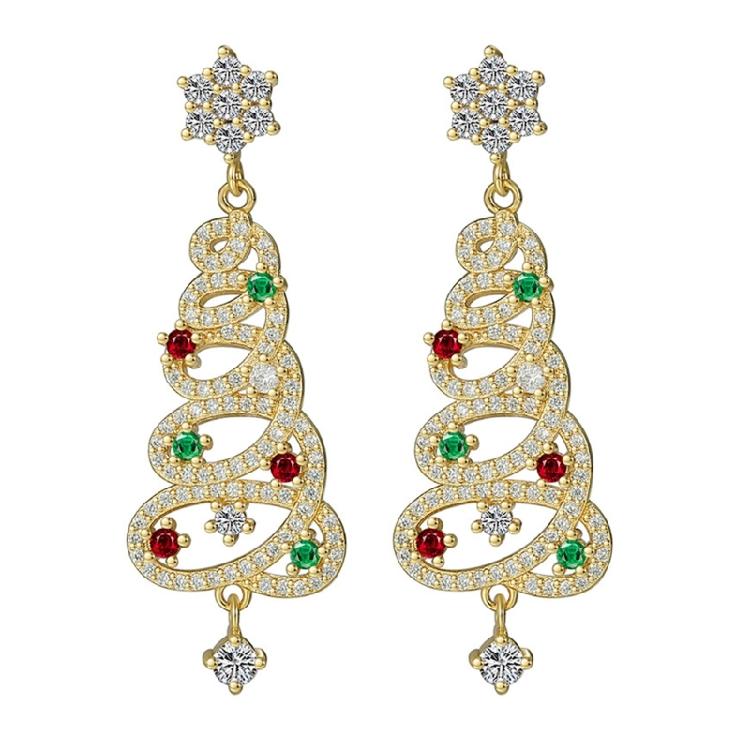 

1Pair Colorful Christmas Tree Earrings for Women Sparkling Crystal Star Ear Stud