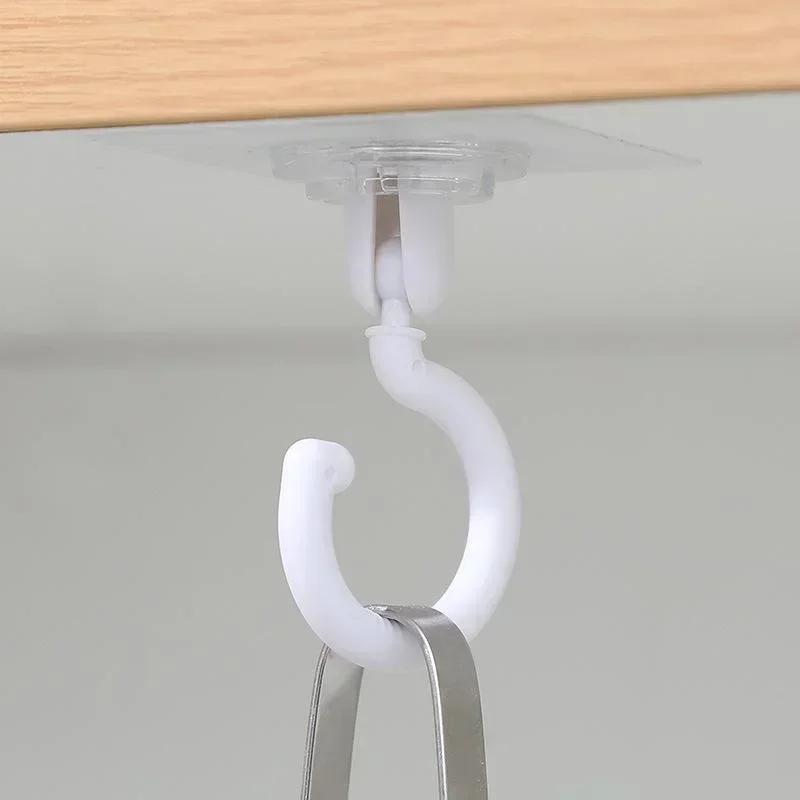 Wall Key Hanging Door Back Coat Hooks Ceiling Rotating Hook No Drilling No Trace Roof Wall Ceiling Special Strong Adhesive Hook