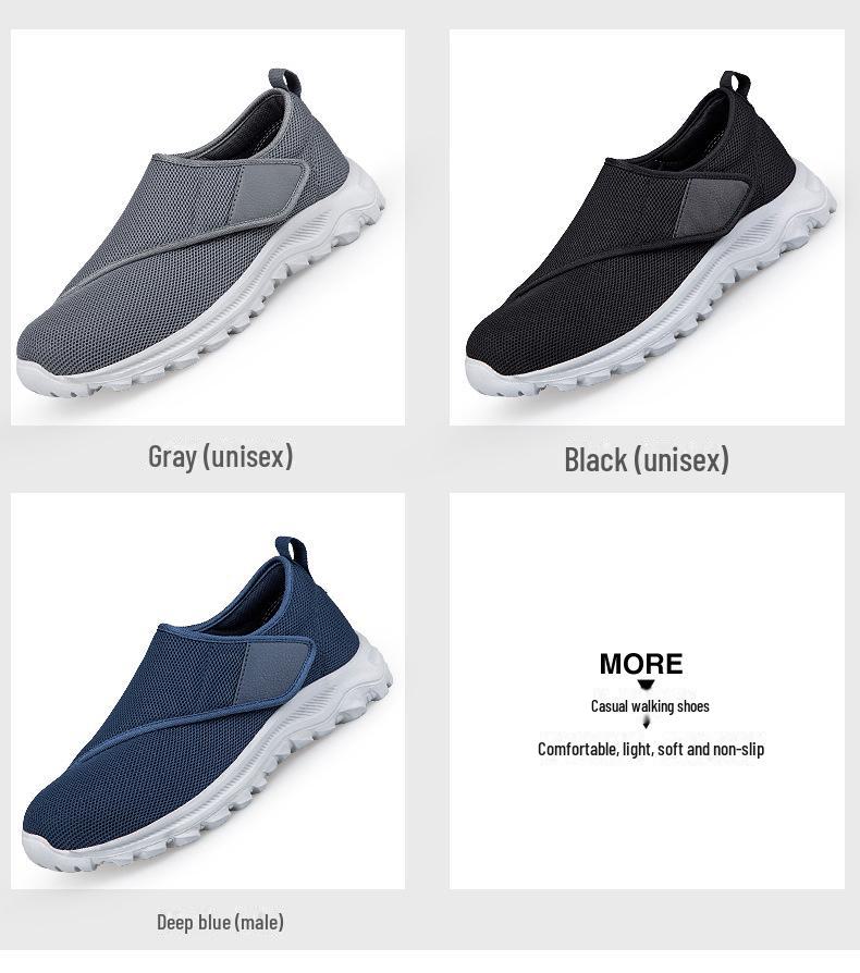 Große Sportschuhe mit Klettverschluss für breite oder geschwollene Füße – Laufschuhe mit weicher Sohle für Senioren, Männer und Frauen, Frühling/Sommer.