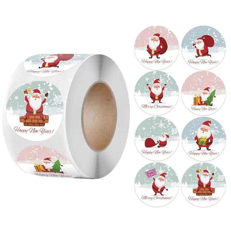 500pcs Santa Claus Stickers Merry Christmas Sticker Candy Gift Bag Seal Label DIY Envelope Stationery Supplies