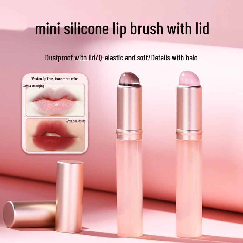 Portable Silicone Lip Brush with Concealer Lid – Round Head Design