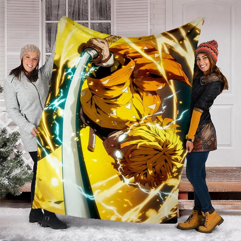 1pc Agatsuma Zenitsu (2) Theme Blanket - Digital Print, Polyester, Cozy for All Seasons, Perfect for Outdoor, and Travel