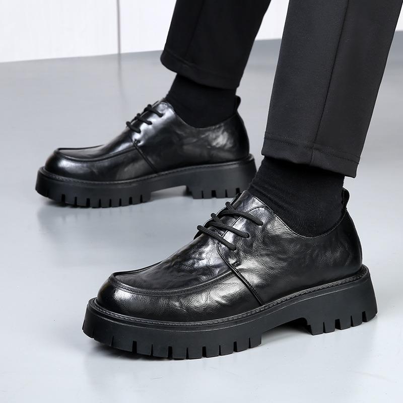 Hollow Leather Shoes Men's Summer New Trend Versatile Platform Business Breathable Casual Leather Large Size Men's Shoes