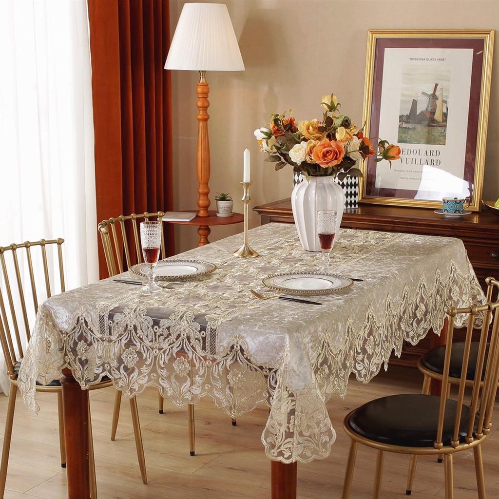 European Light Luxury High-end Tablecloth Rectangular Coffee Table Cover Simple Modern Lace Tablecloth Dining Table Cloth Chair Cover Chair Cushion