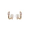 French Double Layer Zircon & Pearl Stud Earrings: Light Luxury, Fashionable & Versatile for Autumn/Winter