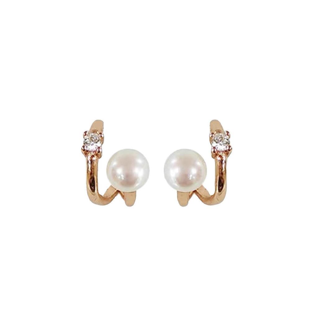 French Double Layer Zircon & Pearl Stud Earrings: Light Luxury, Fashionable & Versatile for Autumn/Winter