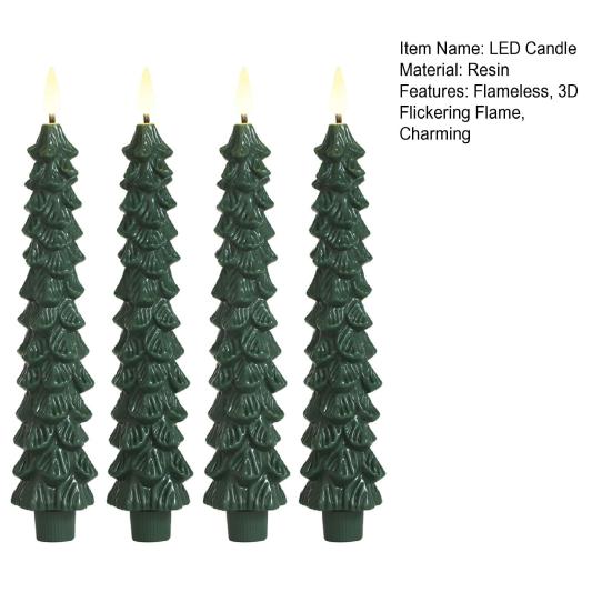 Pcs Christmas Tree Flameless Taper Candles Green LED Candlestick