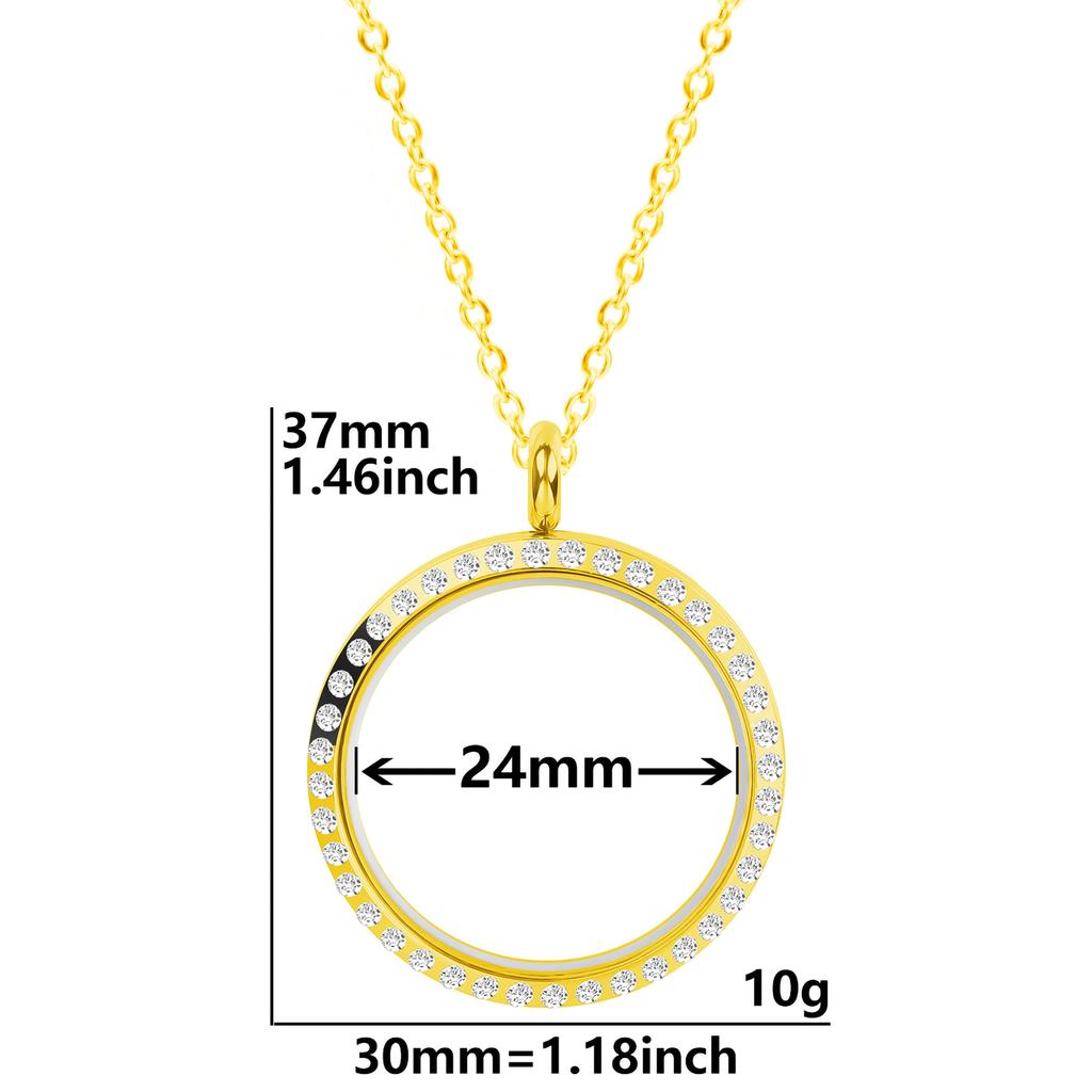 Never Fade Round Stainless Steel Locket Pendant Necklaces For Women Men Accessories Living Lockets Necklace Memory Jewelry Gift