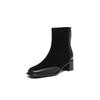 Krazing Pot Cow Suede Nubuck Autumn Winter Shoes Thick Heels Size 42 Square Toe Zipper Vintage Ankle Boots
