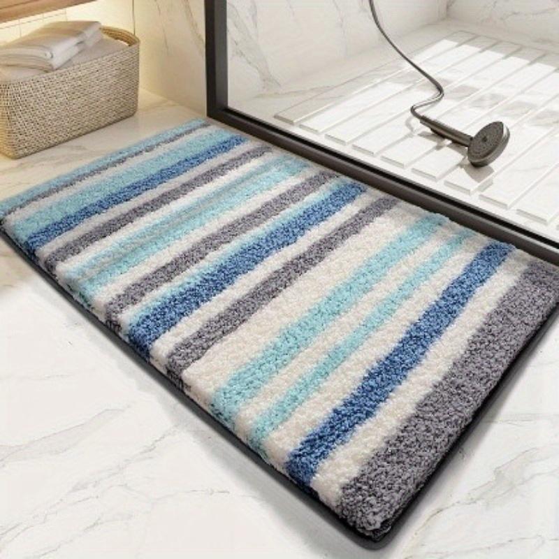

Soft Faux Cashmere Bath Rug Anti-Slip Absorbent Door Mat Durable Easy-Clean Home Floor Carpet for Bathroom Entrance Indoor Use 400MMx600MM синій
