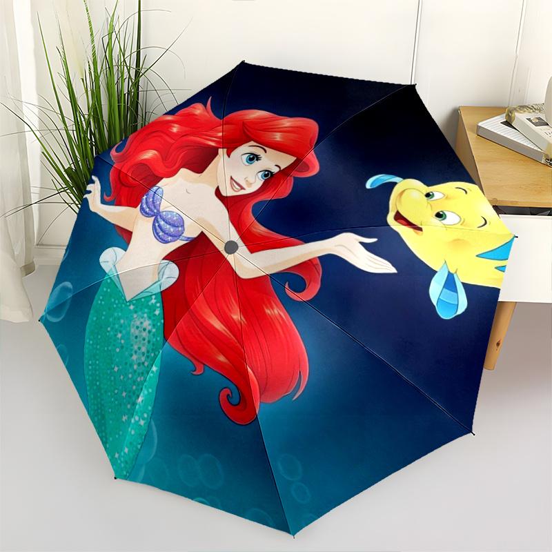 

The Little Mermaid Ariel s Beginning Automatic Folding Umbrella - 3 Folding Design, Vivid Cartoon Pattern, Suitable for Outdoor Activities,