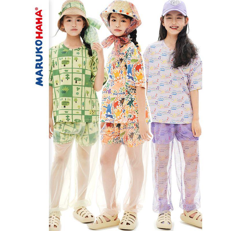 Toothpick Pills and Friends [Childlike Heart Full Graffiti] Original Full Printed Mesh Girls' Anti Mosquito Pants Trousers
