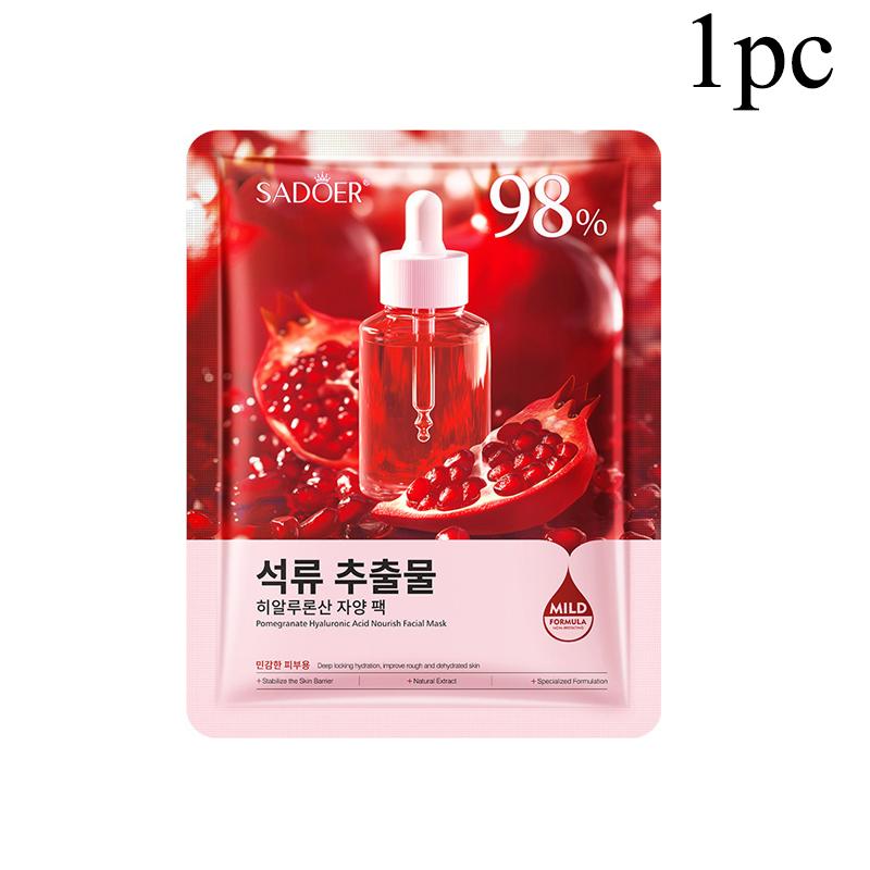 25ml Pomegranate Hyaluronic Acid Nourish Facial Mask,Improve Dry Light Beige,Moisturize,Tender, Smooth, and Soft Light Beige,Refreshing and Non Greasy