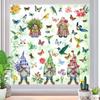 9 Sheets Spring Butterfly Gnomes Static Clings Window Sticker Decal for Bedroom Living Room Festival Home Decorations