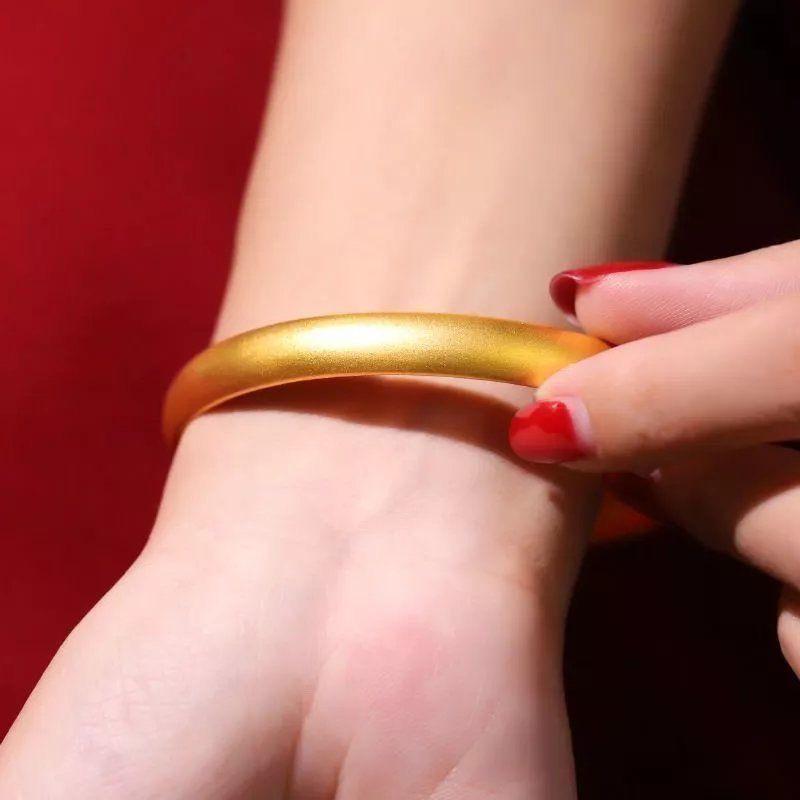 Shajin Heart Sutra Closed Mouth Bangle: Women's Imitation Gold Jewelry, Elegant Wedding Bracelet.