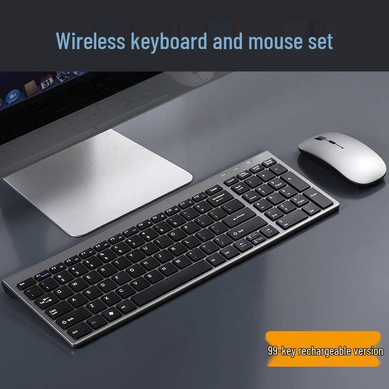 99-Key Rechargeable Wireless Keyboard & Mouse Set: Bluetooth/2.4G, Universal Silent Keys