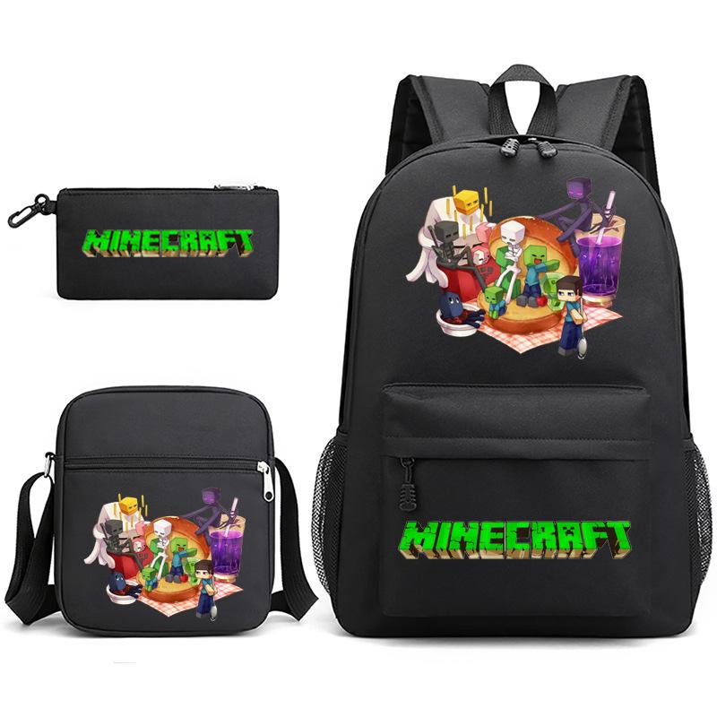 2022 Cross-border Starry Sky School Bag Three-piece Casual Fashion My World Game School Travel Bag