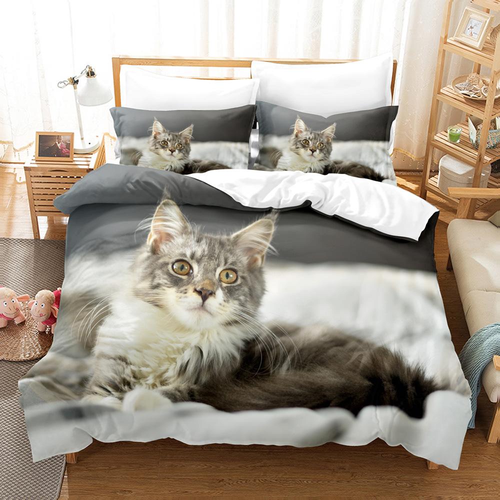 Pet Cat Bedding Set Single Twin Full Queen King Size Cute Cat Bed Set Aldult Kid Bedroom Duvetcover Sets 3D Print Boys/girls 041