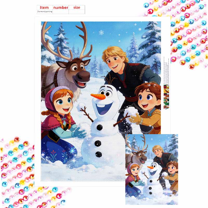 Disney Frozen Olaf Sven Anna Kristoff diamond painting full diamond art craft ornaments handmade living room decoration background Round 20x30cm