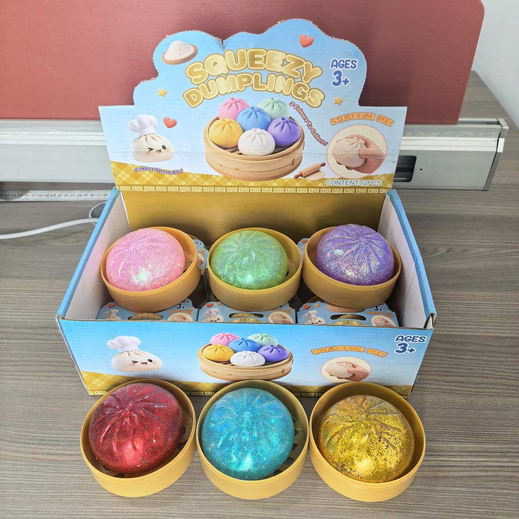 Push Bubble Colorful Dumpling Squishes Stress With Steamer Cute Anxiety Toy Soft Decompression Dough For Adults Prospector