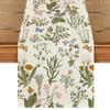 Spring Floral Linen Table Runner Decorative Dining Table Cover For Seasonal Home Decor
