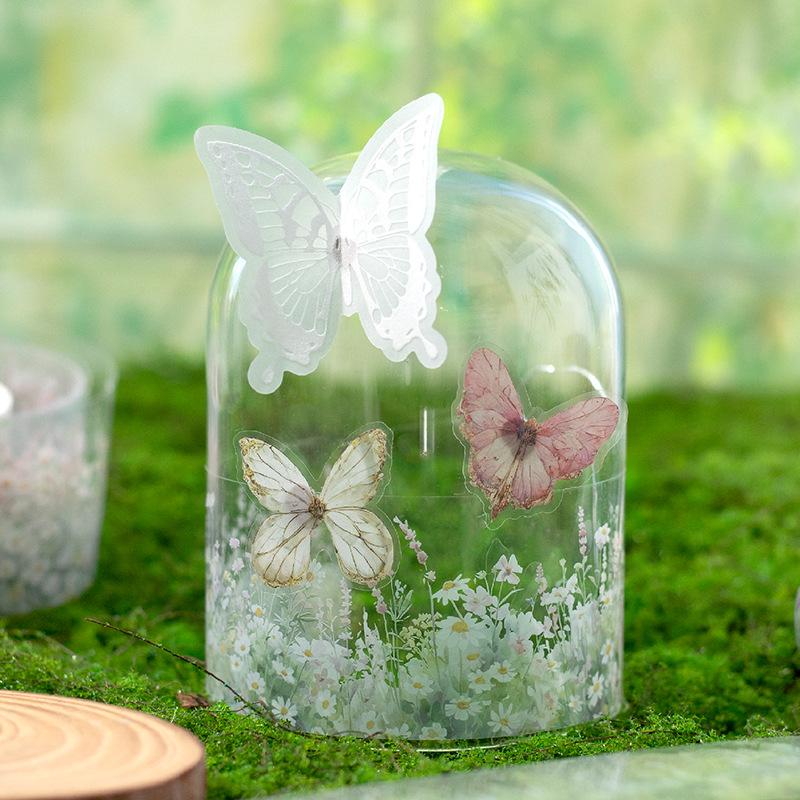 Twilight PET Tape: Green Notes & Plant Collage Stickers - 6 Styles for Bullet Journals & DIY Decor