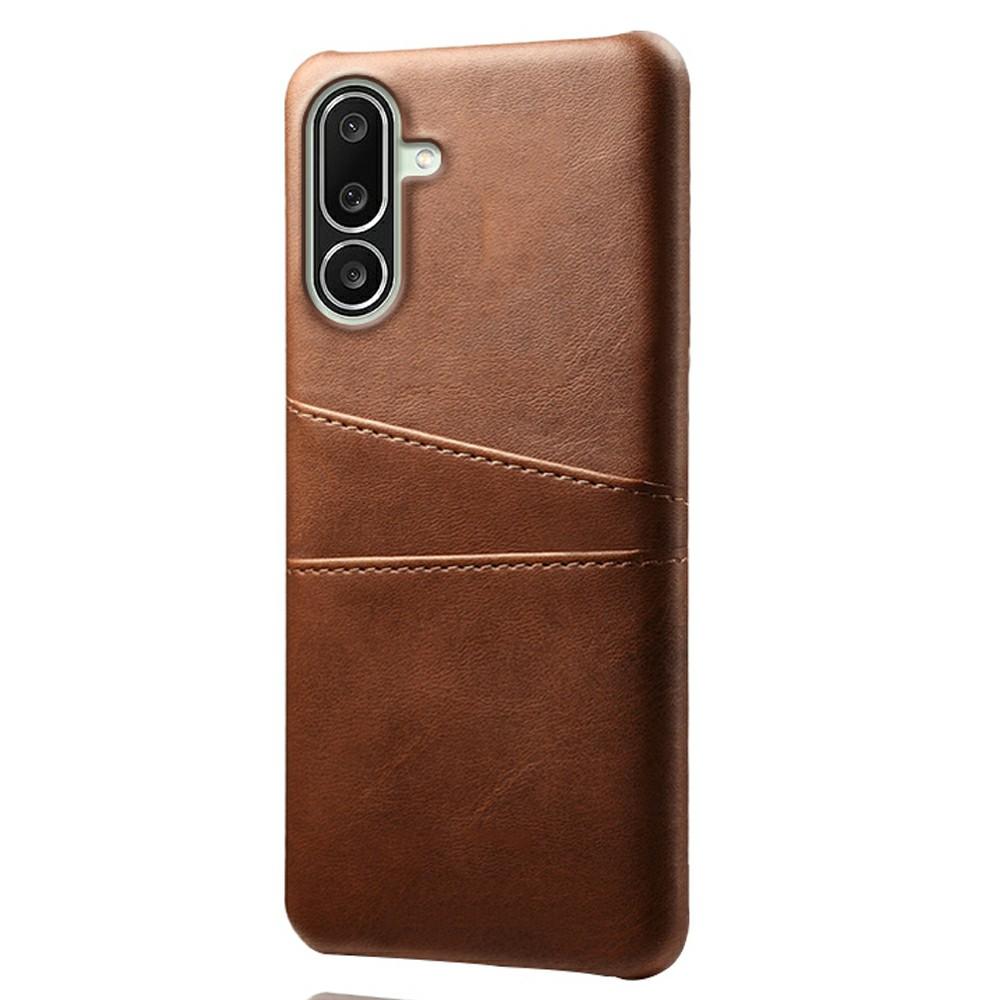 

For Samsung Galaxy M56 5G Case Dual Card Slots PU Leather+Hard PC Phone Cover Brown
