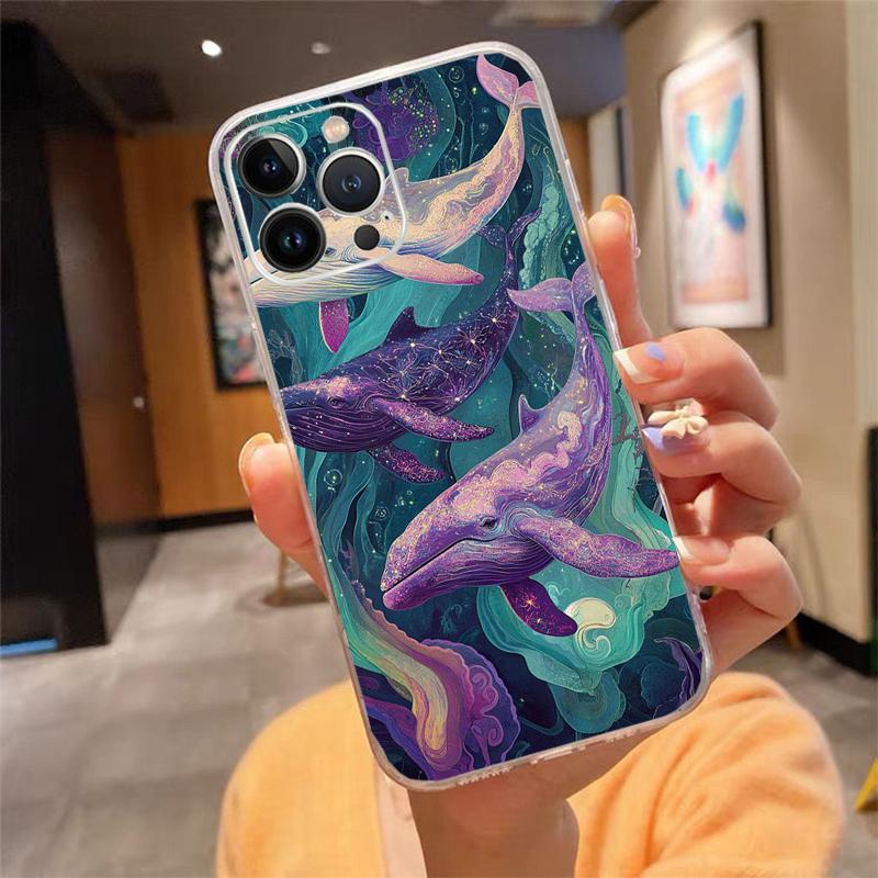 

Animal Whale Phone Case For iPhone 16 15 13 14 11 12 Pro Max 16 14 12 13 Pro 15 Plus Silicone Cover iphone 12ProMax