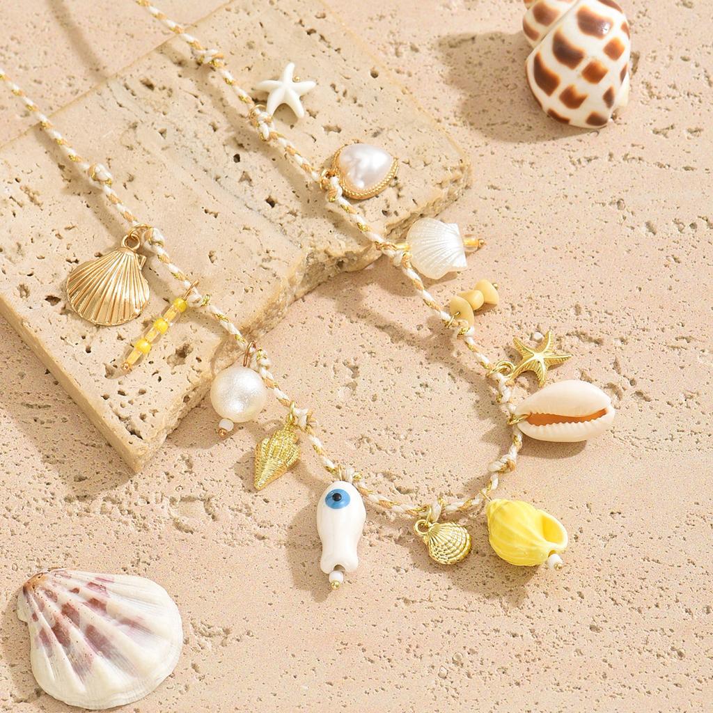 Bohemian Style Waist Chain Sea Star Imitation Pearl Shell Waist Belts Trendy Y2k Summer Beach Sexy Body Chains for Women Girls