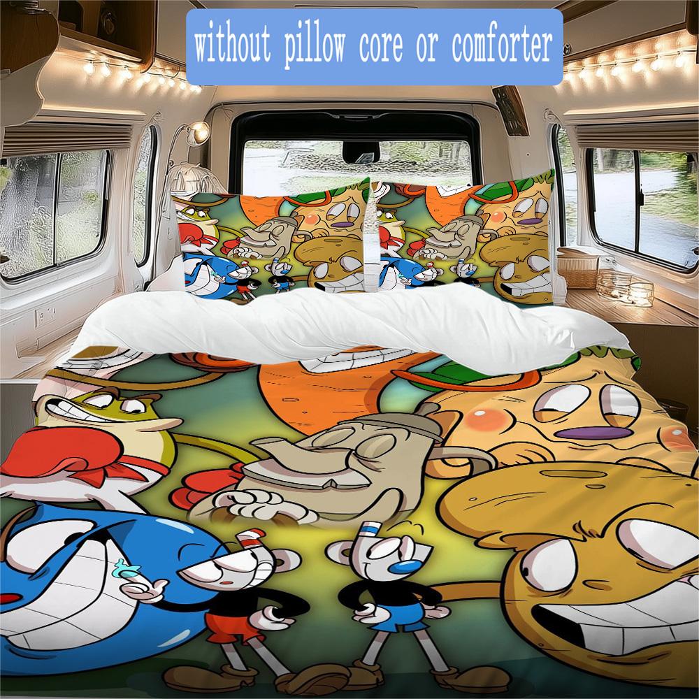 Anime Theme Pattern Bedding,Quilt Set Quilt Cover Pillowcase Home Birthday Gift (1*duvet cover+2*pillowcase,without core)XSJT0917293