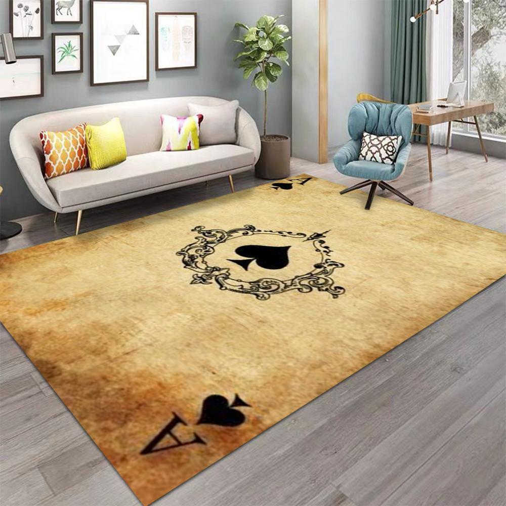 Joker Theme Playing Card Carpet Multi Color Suit Design Large Non Slip Rug for Poker Game Room Home Decor Mat
