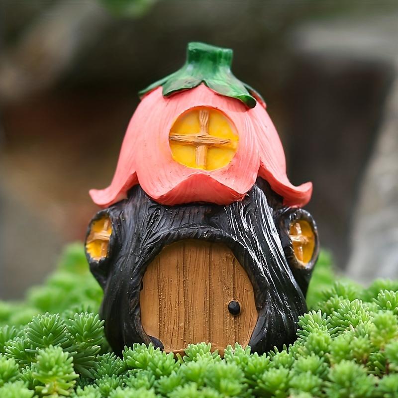 1pc Garden mushroom flower house small ornaments, flower bonsai resin decorations, fleshy moss micro landscape world landscaping