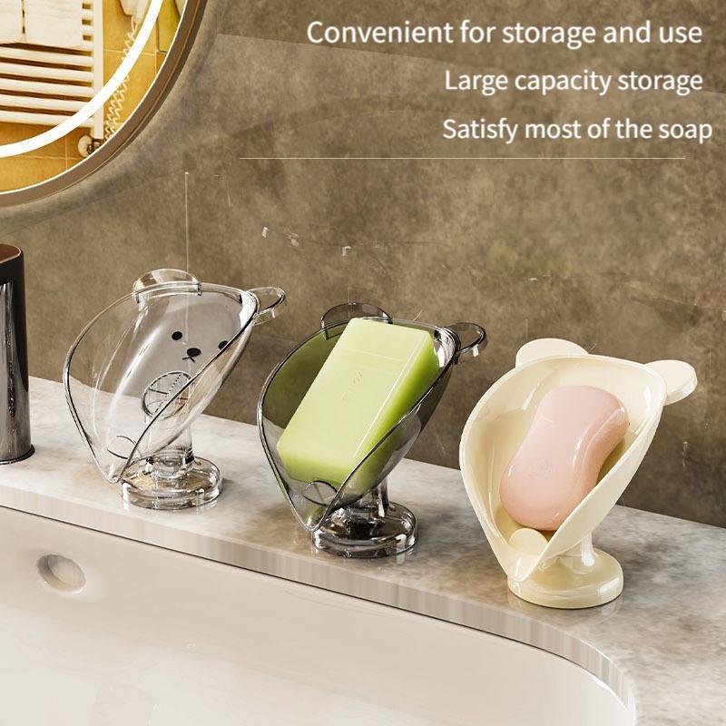 Soap Box Draining Storage Rack Bathroom Accessories Soap Dish Shower Holder with Drain Soap Drainer Suction Case Tray Container
