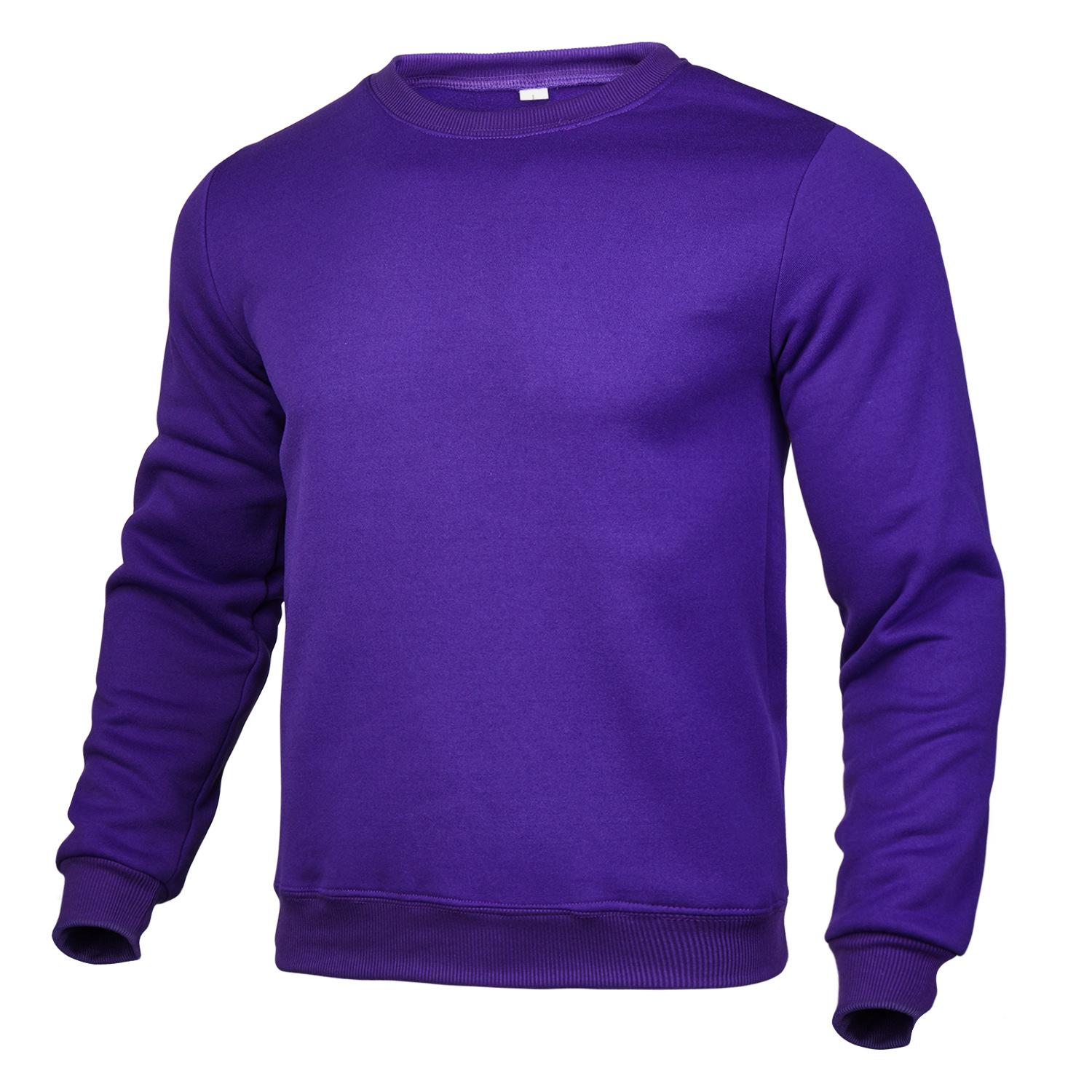 ForYourBeauty Ronde hals Lange mouw Effen kleur Heren Fleece Hoodie Pullover Casual Sport Warme kleding Sweatshirt XXL paars