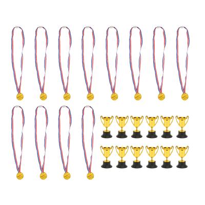 Mini Gold Awards Trophy Includes Gold Plastic Trophy Cup Shiny Golden Winner Medals for Party