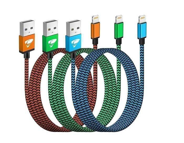 Câble de charge - NON - Lightning - 2 m - Lot de 3 - Nylon tressé MFi